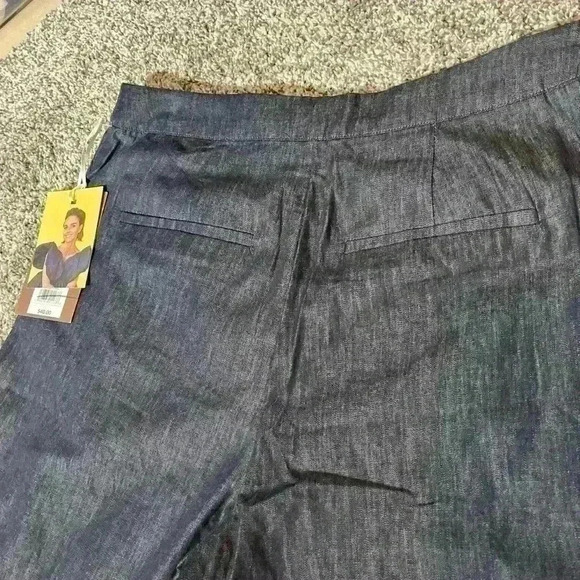 Kika Vargas Indigo Wide Leg Cropped Pants with Scalloped Pocket Size 8- NWT - Picture 13 of 13